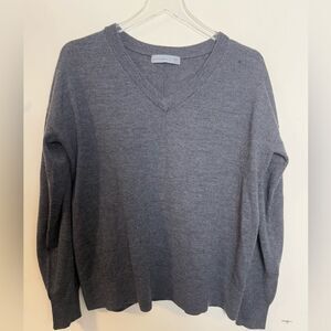 Icebreaker Gray Knit 100% Merino Wool V-Neck Lagenlook Sweater Size Med